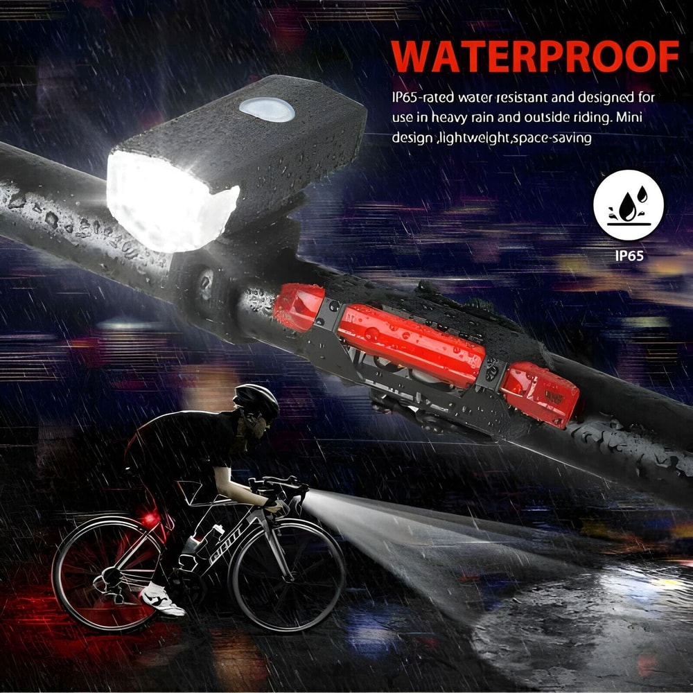 Bike Front And Rear Lamp USB Rechargeable LED Bicycle Headlight For Cyclists 7