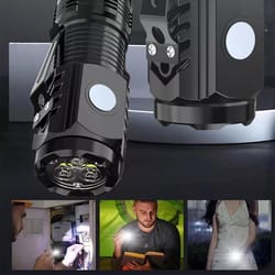 mini flashlight power, waterproof outdoor travel, three-eyed monster