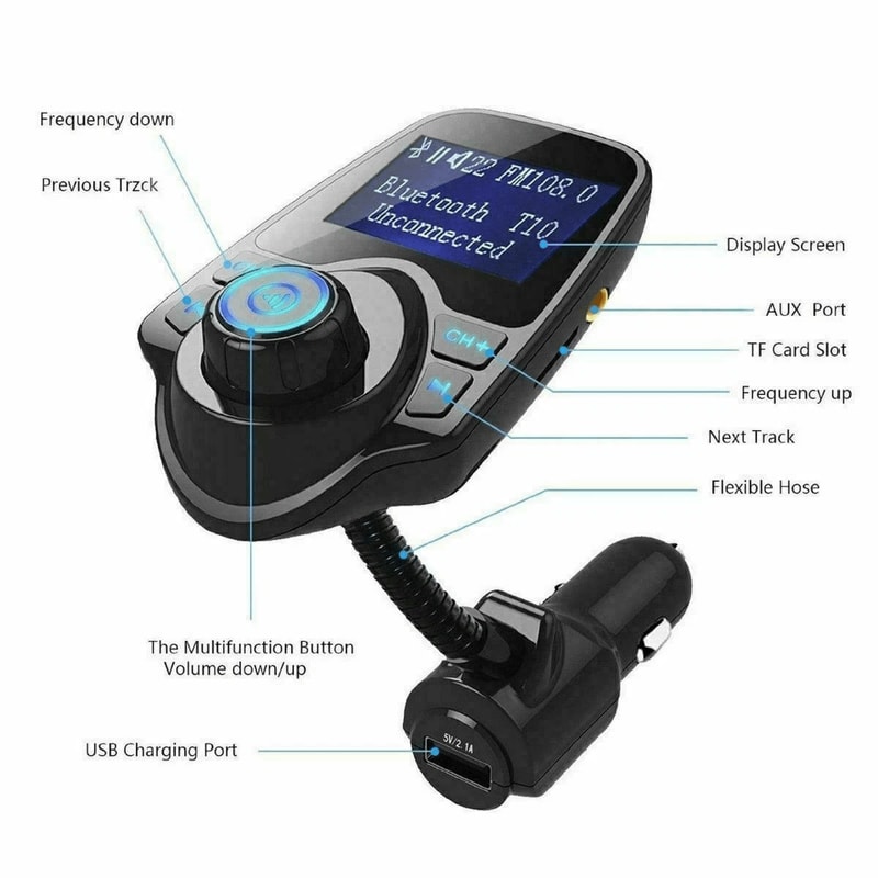 FM Transmitter Stereo Bluetooth Wireless Car Receiver Adapter With USB Charger Ports 1