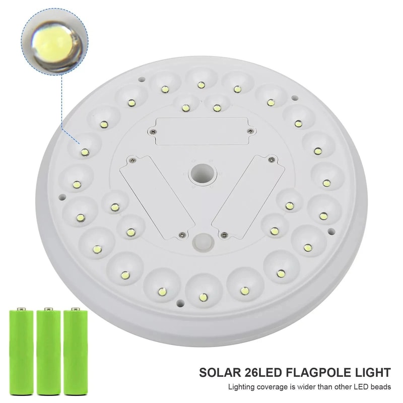 Super Bright LED Solar Powered Flag Pole Light Waterproof Outdoor Auto Active 0