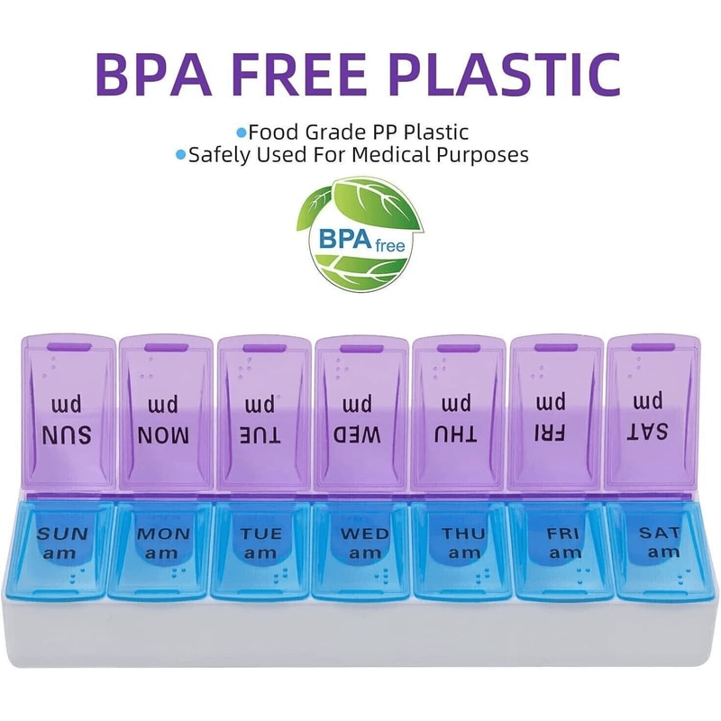 7 Days AM PM Organizer Weekly Pill Box Organizer Removable Medicine Case 1