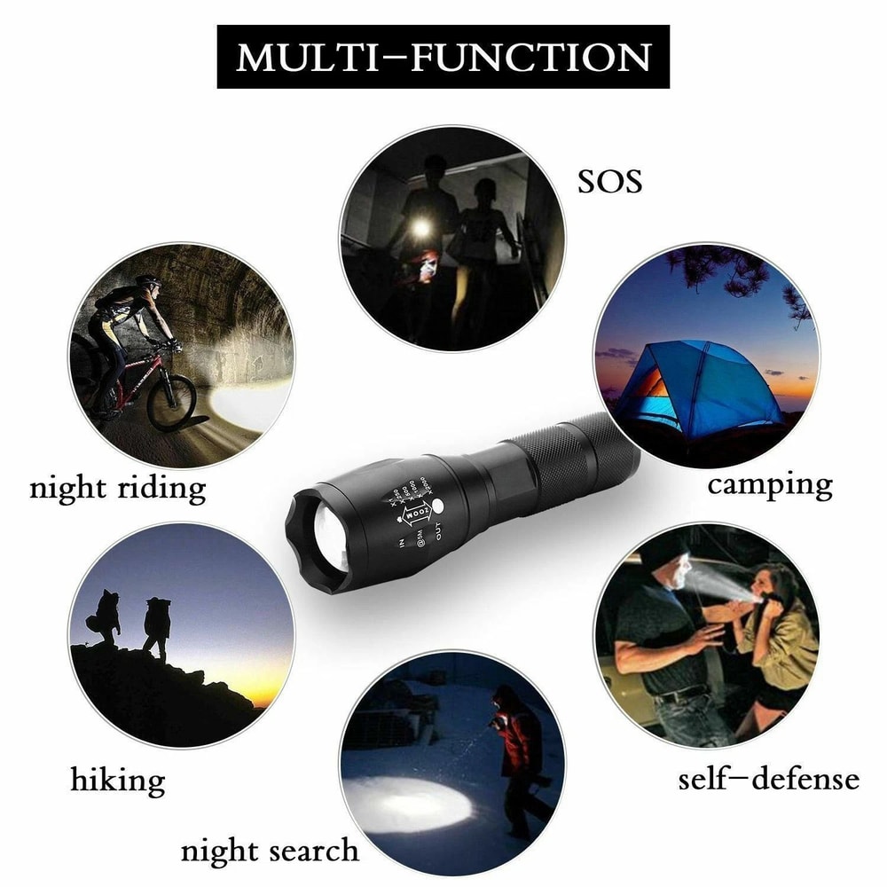 Tactical Aluminum Flashlight 5 Modes LED Zoom Torch For Reliable Illumination 1