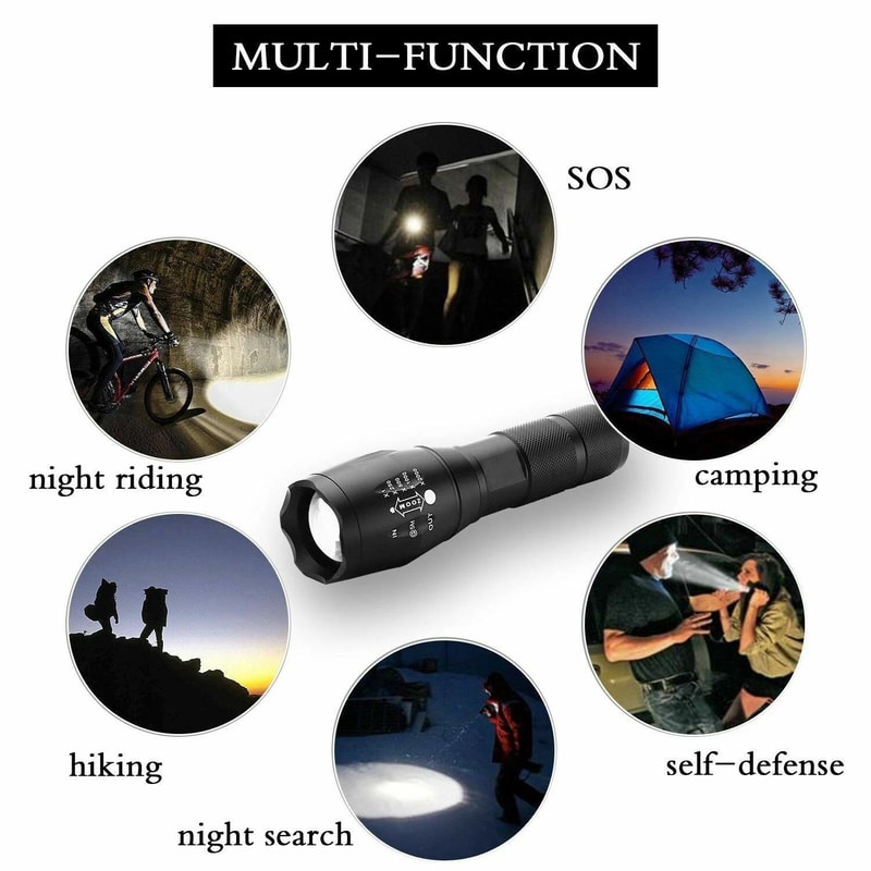 Tactical Aluminum Flashlight 5 Modes LED Zoom Torch For Reliable Illumination 1