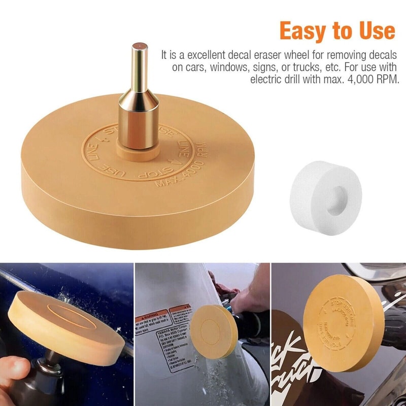 Glue Remover Rubber Eraser Wheel For Car Decal Adhesive Sticker Removal 9