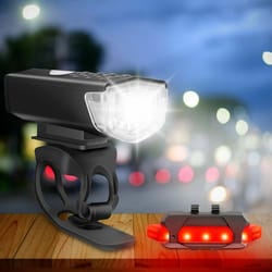 usb rechargeable led bicycle headlight, rear light, cycling lamp set for safe riding