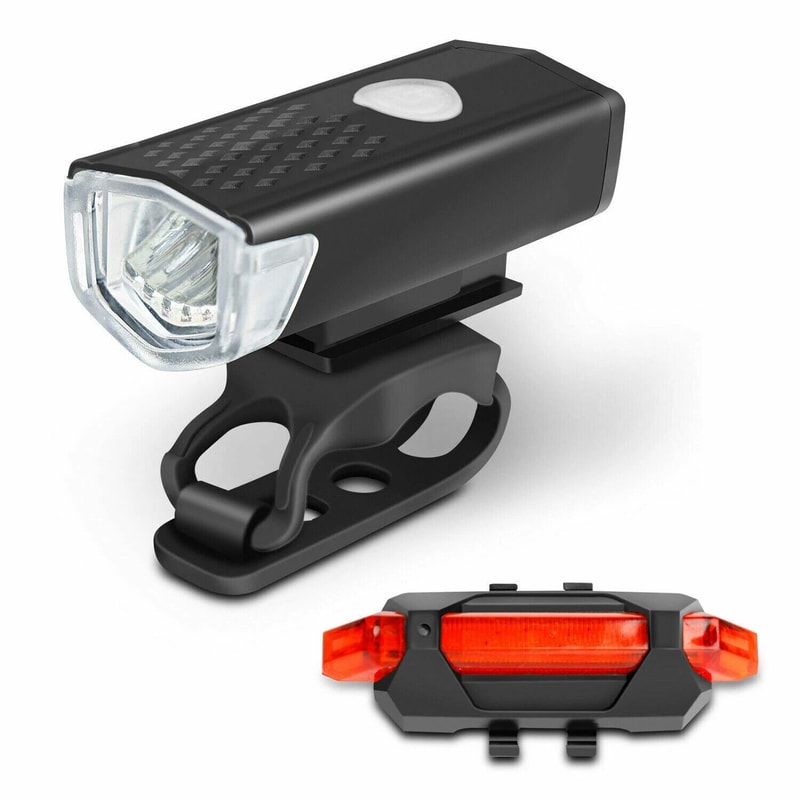 USB Rechargeable LED Bicycle Headlight Rear Light Cycling Lamp Set For Safe Riding 8