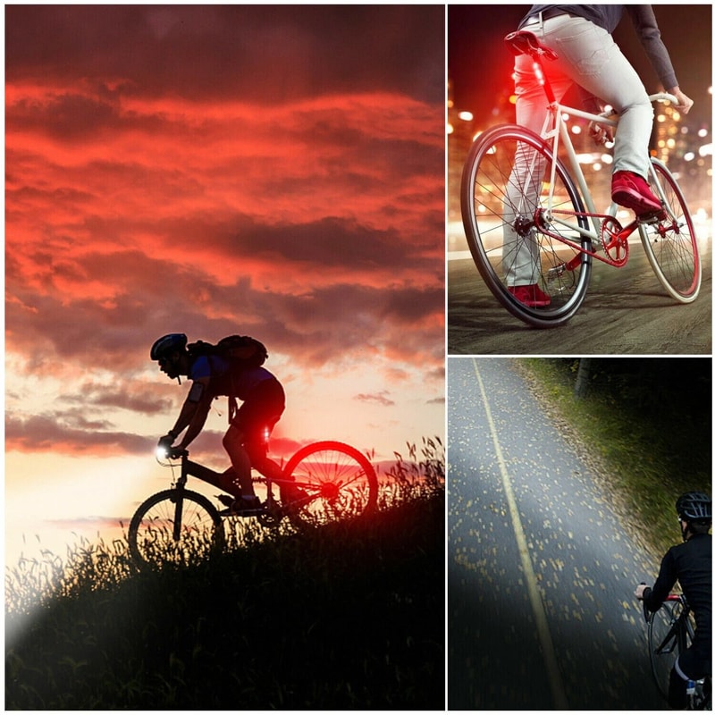 USB Rechargeable LED Bicycle Headlight Rear Light Cycling Lamp Set For Safe Riding 2