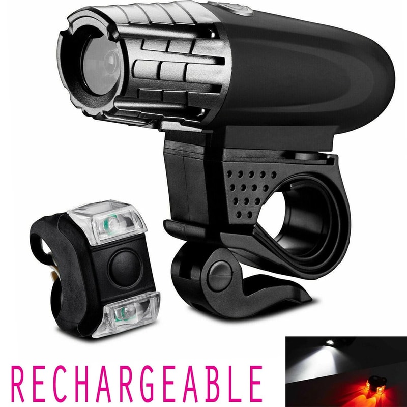 Bike LED Headlight Rear Light Set NEW USB Rechargeable Front Lamp For Cycling Safety 1