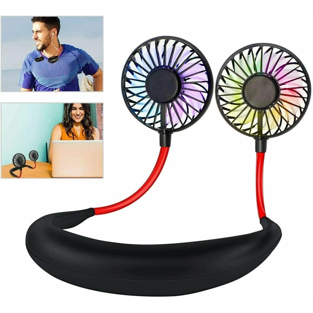 Neckband Cooling Fan USB Rechargeable Dual Cooling Style For Hot Days Mini Fan For Outdoor Use 0