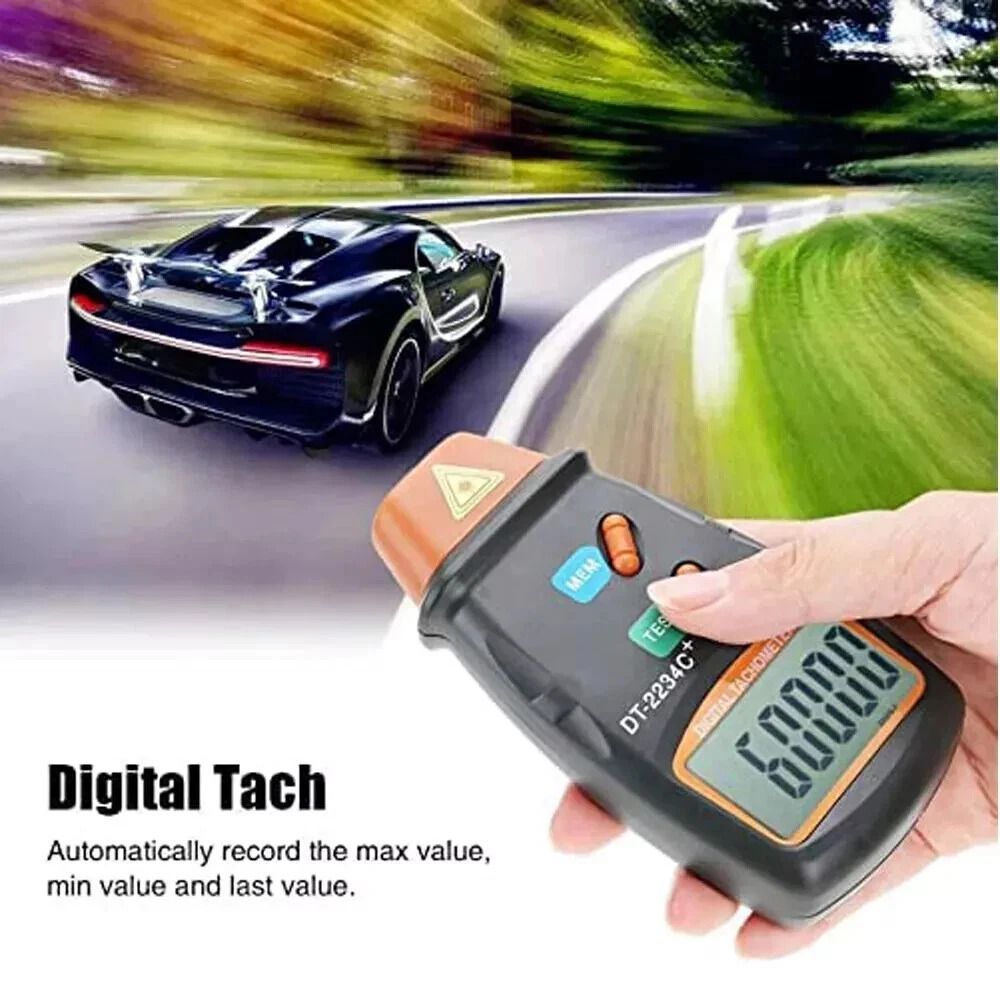 Non Contact Digital Tachometer Laser RPM Motor Speed Gauge Meter Accurate Tach Test Tool 5