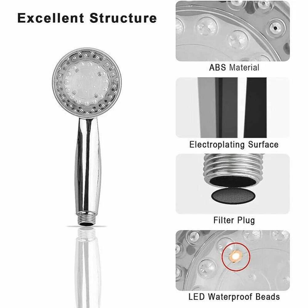 LED Bathroom Shower Head Automatic Waterfall Function 7 Color Changing LED Shower Head For Bathroom 6