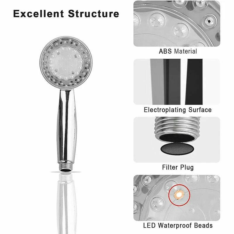 LED Bathroom Shower Head Automatic Waterfall Function 7 Color Changing LED Shower Head For Bathroom 6