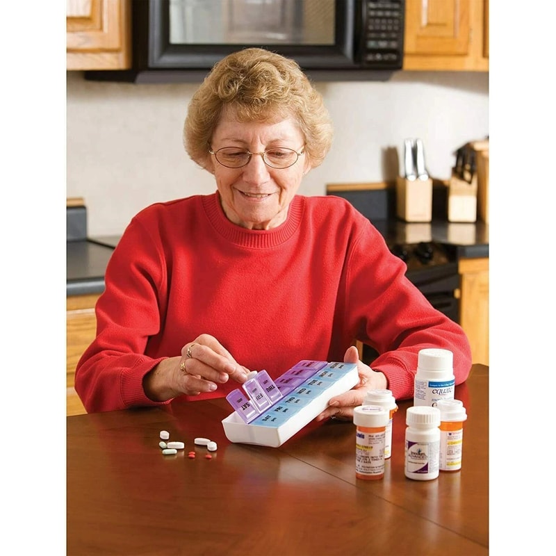 7 Day AMPM Organizer Case Weekly Pill Box Organizer For Medicine Storage 0