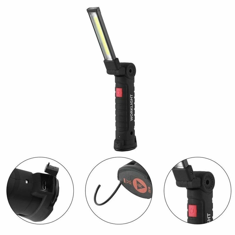 LED Work Light Lamp USB Rechargeable COB Flashlight Torch Compact Inspection Light For Garage Campi 5