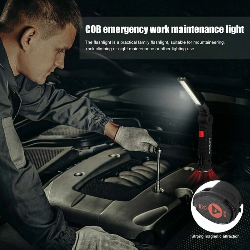 LED Work Light Lamp USB Rechargeable COB Flashlight Torch Compact Inspection Light For Garage Campi 6