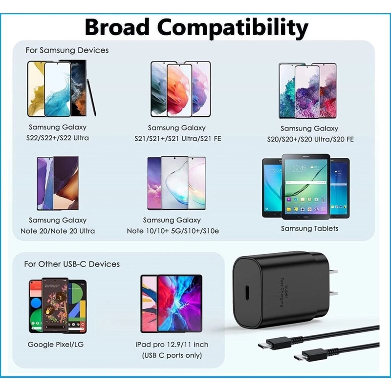 USBC Super Fast Wall Charger Cable For Samsung Galaxy A14 A23 A34 A54 HighSpeed Charging 6