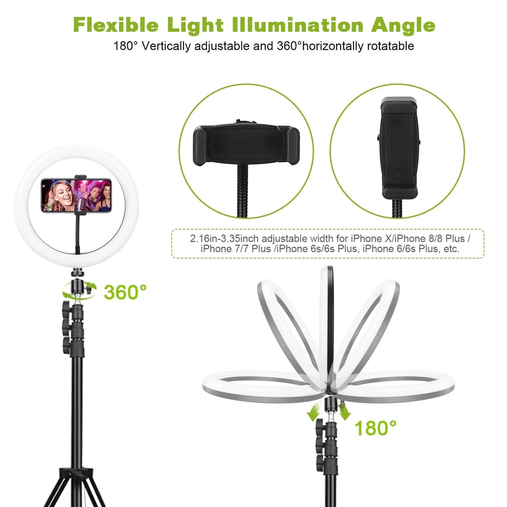LED Selfie Ring Light LED Dimmable Makeup Lights Tripod Stand Smartphone Holder Set For Photograph 3