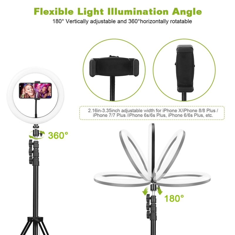 LED Selfie Ring Light LED Dimmable Makeup Lights Tripod Stand Smartphone Holder Set For Photograph 3