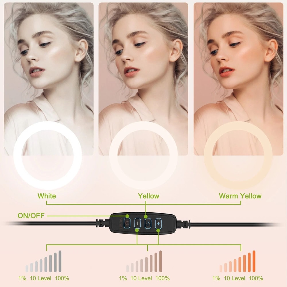 LED Selfie Ring Light LED Dimmable Makeup Lights Tripod Stand Smartphone Holder Set For Photograph 8