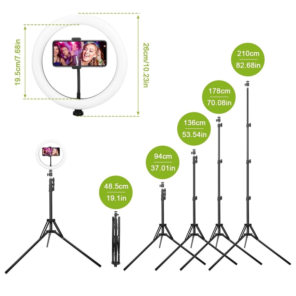 LED Selfie Ring Light LED Dimmable Makeup Lights Tripod Stand Smartphone Holder Set For Photograph 9