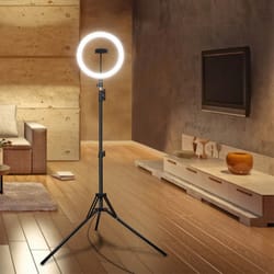 led selfie ring light, led dimmable makeup lights, tripod stand & smartphone holder set for photography