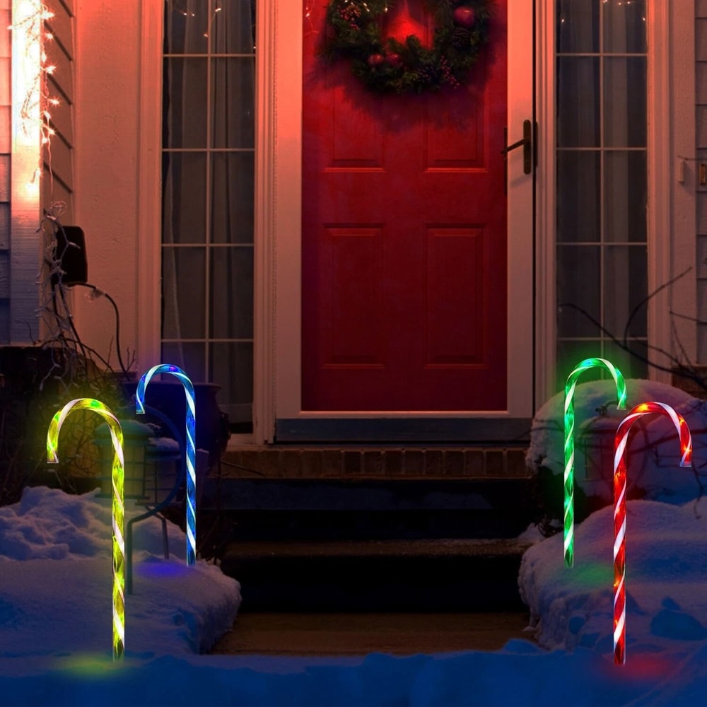 Solar Candy Cane Light Stake Christmas Garden Yard Lights Decorative Solar Lamp For Outdoor Holiday 0