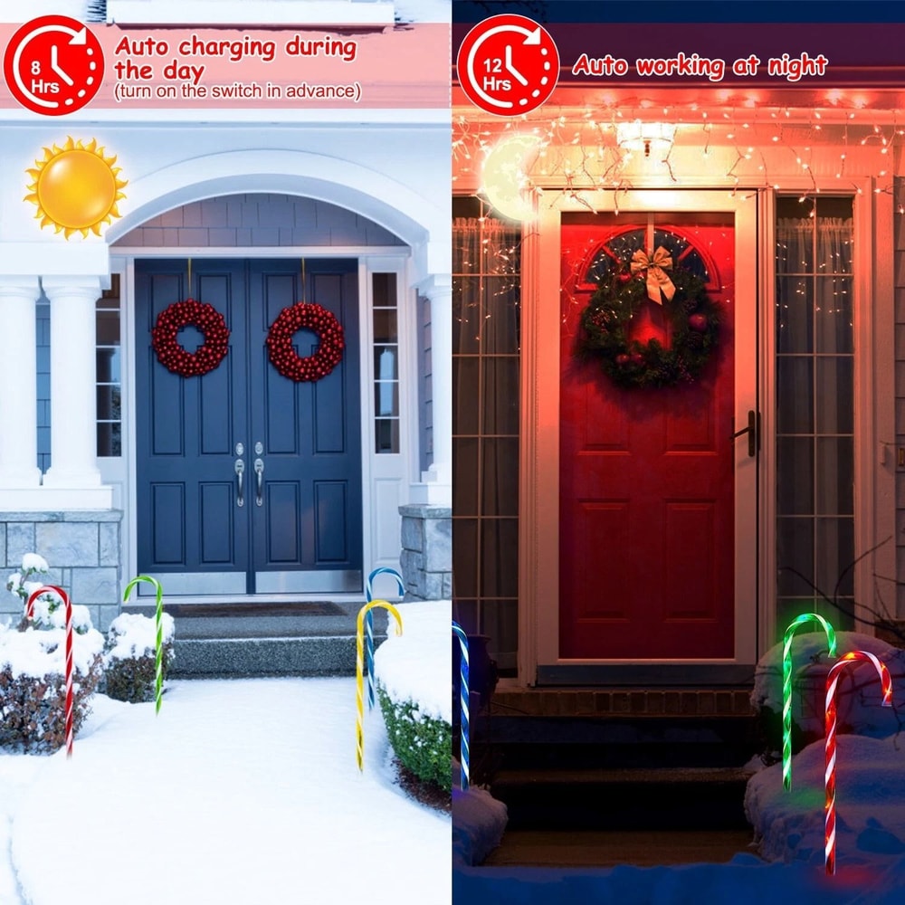 Solar Candy Cane Light Stake Christmas Garden Yard Lights Decorative Solar Lamp For Outdoor Holiday 5