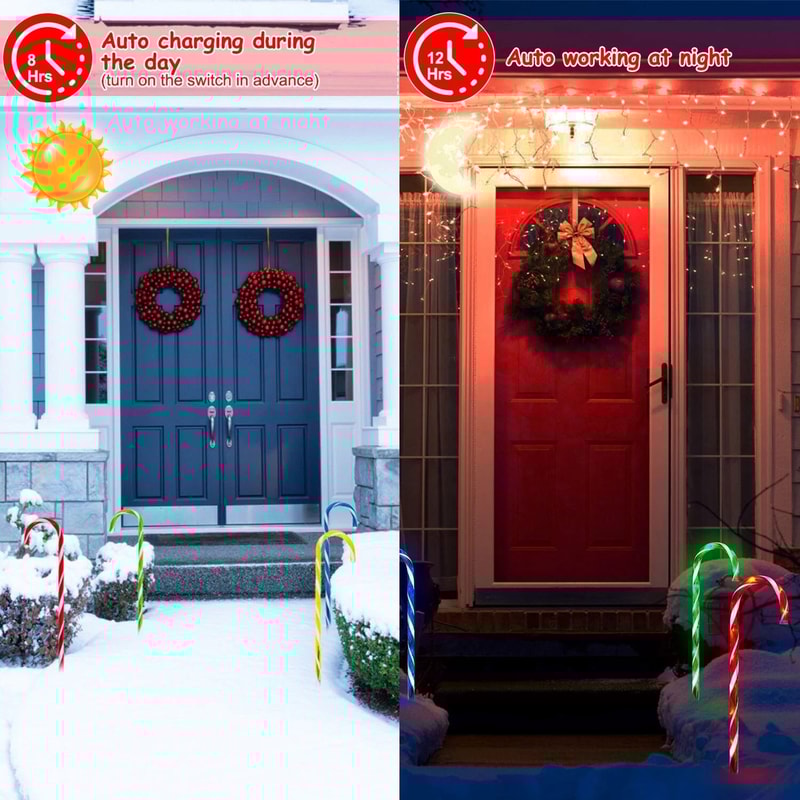 Solar Candy Cane Light Stake Christmas Garden Yard Lights Decorative Solar Lamp For Outdoor Holiday 5