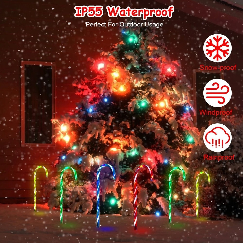Solar Candy Cane Light Stake Christmas Garden Yard Lights Decorative Solar Lamp For Outdoor Holiday 6