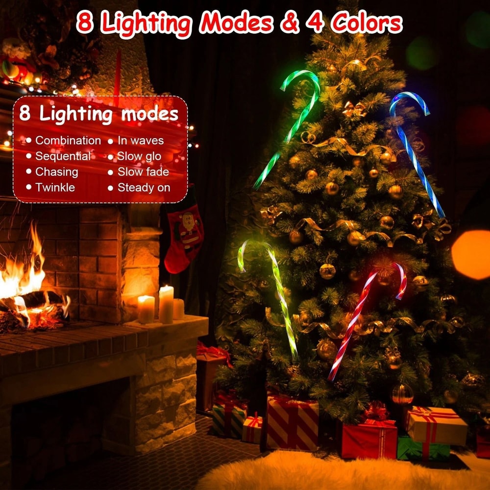 Solar Candy Cane Light Stake Christmas Garden Yard Lights Decorative Solar Lamp For Outdoor Holiday 2