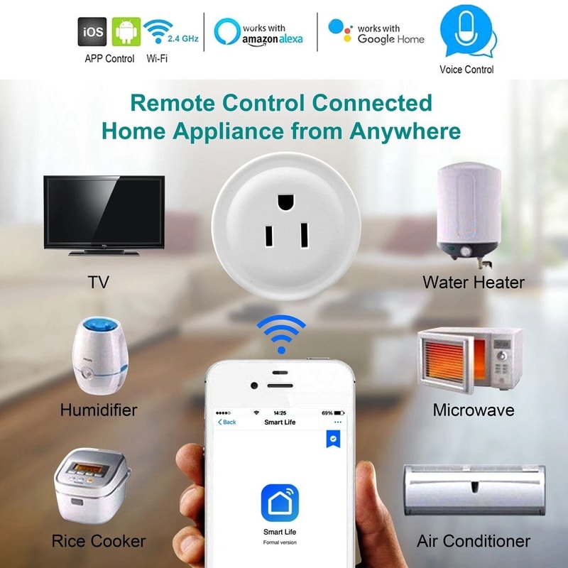 Smart Mini Plug Outlet With WiFi Remote Control Timer Switch For Alexa And Google Home 2