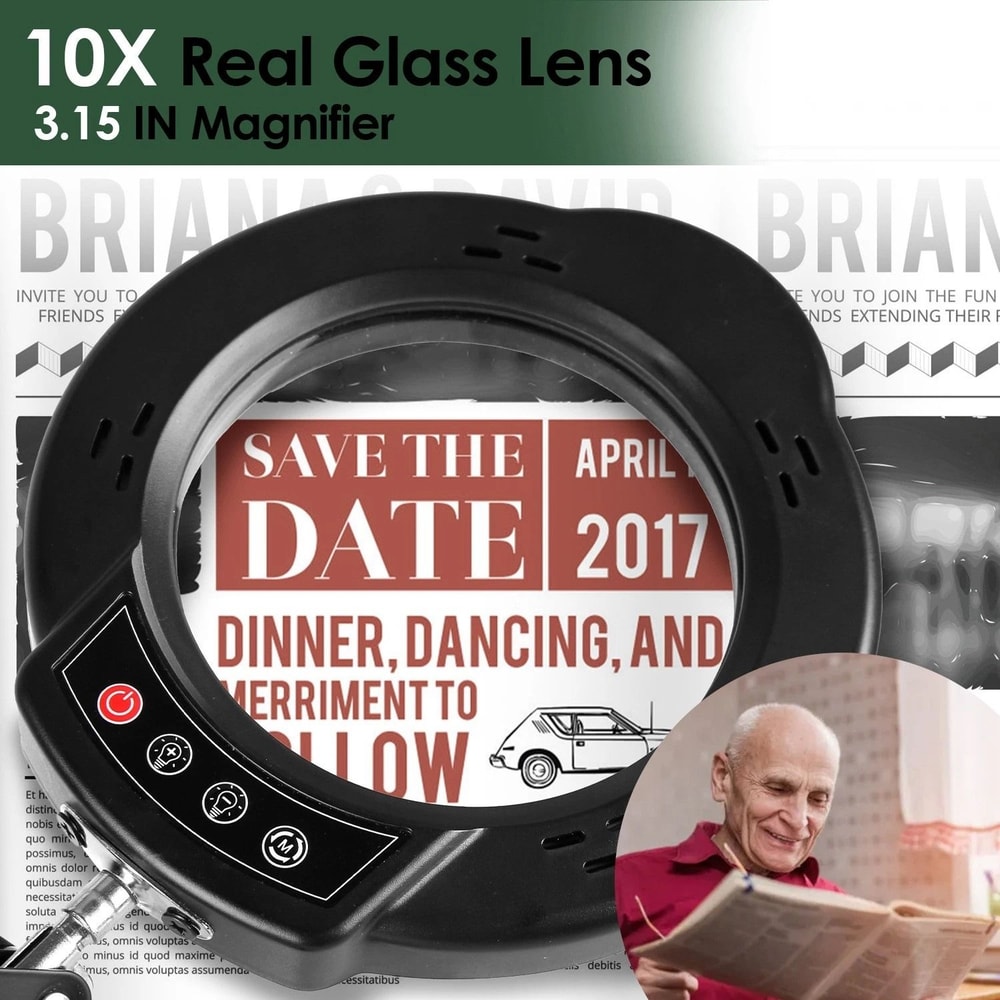 Portable 10X Magnifying Glass Light Desk Lamp For Bedroom With Metal Clamp Magnifying Lamp 8