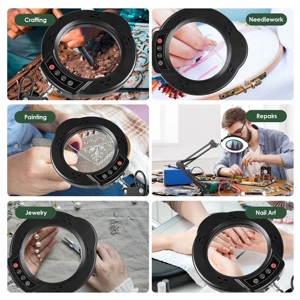 Portable 10X Magnifying Glass Light Desk Lamp For Bedroom With Metal Clamp Magnifying Lamp 6
