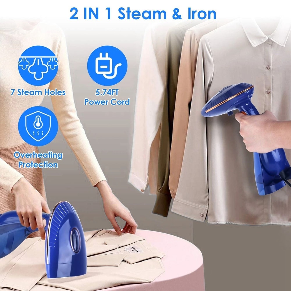 Garment Steamer Handheld Fabric Wrinkle Remover Flat Hanging Ironing 8