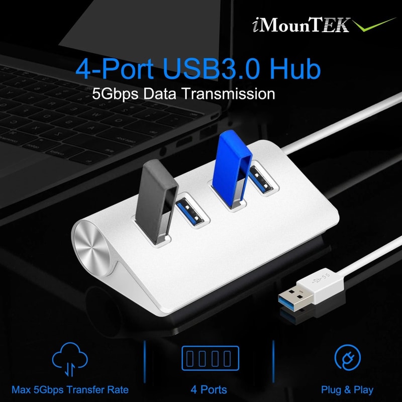 HighSpeed 3 Ports USB Aluminum Charging Hub For Windows PC Mac Fast Data Transfer 6