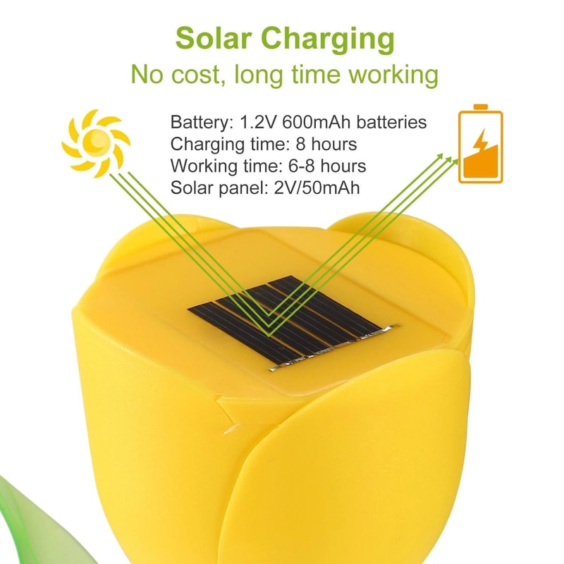 LED Tulip Flower Lights Solar Powered Outdoor Garden Pathway Lamp Lawn Decor 2