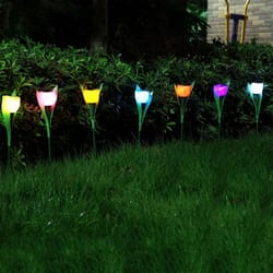led tulip flower lights, solar powered outdoor garden pathway lamp, lawn decor