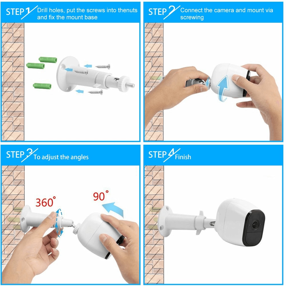 Adjustable Bracket For Arlo Pro White Wall Mount Stand Ideal For Security Camera Setup 4