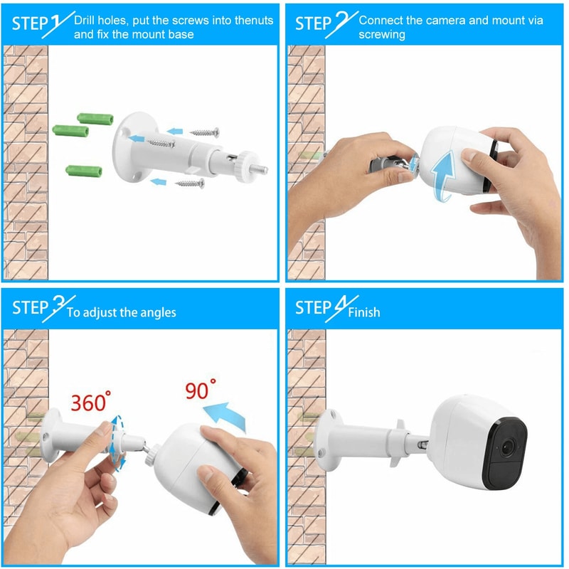 Adjustable Bracket For Arlo Pro White Wall Mount Stand Ideal For Security Camera Setup 4