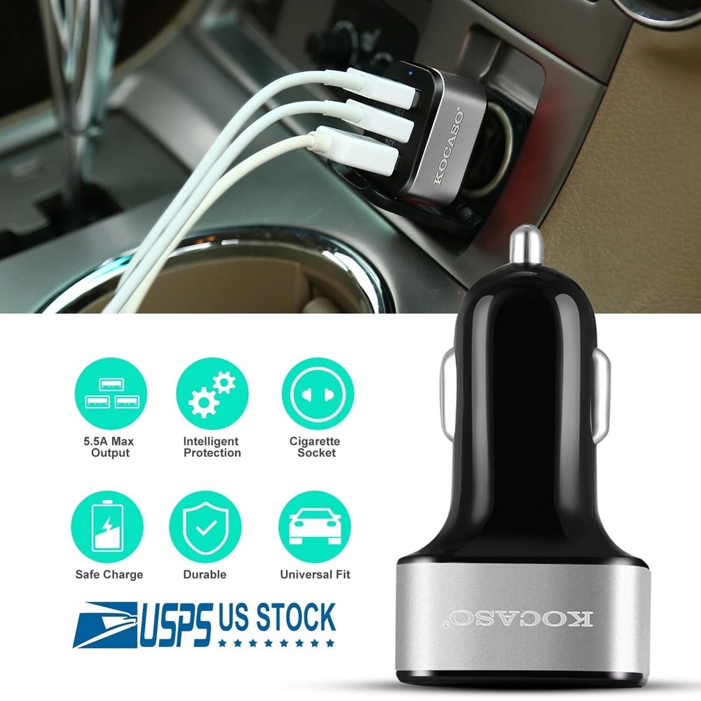 Quick 3 Port USB Fast Car Charger For IPhone X Samsung Galaxy S9 Plus 1