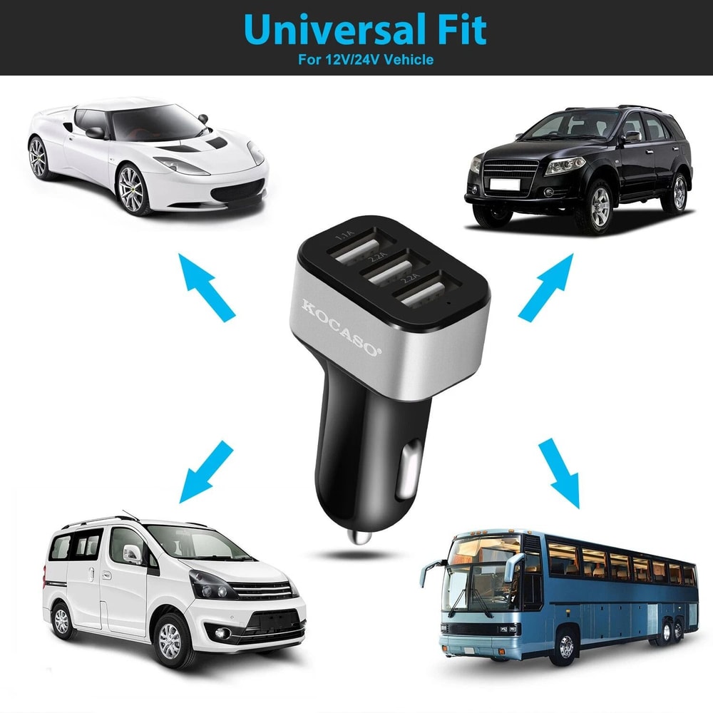 Quick 3 Port USB Fast Car Charger For IPhone X Samsung Galaxy S9 Plus 4