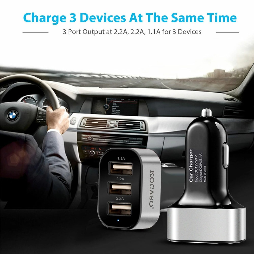 Quick 3 Port USB Fast Car Charger For IPhone X Samsung Galaxy S9 Plus 5