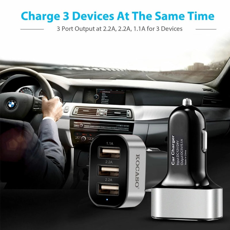 Quick 3 Port USB Fast Car Charger For IPhone X Samsung Galaxy S9 Plus 5