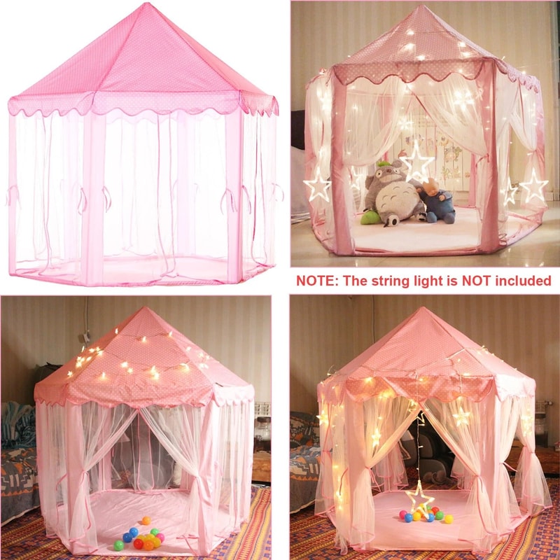 Pink Girls Princess Castle Play Tent Large Indoor Playhouse Outdoor Gift For Kids 9