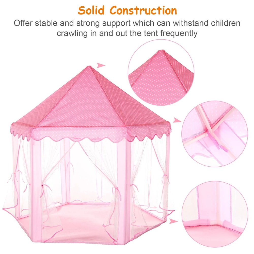 Pink Girls Princess Castle Play Tent Large Indoor Playhouse Outdoor Gift For Kids 10