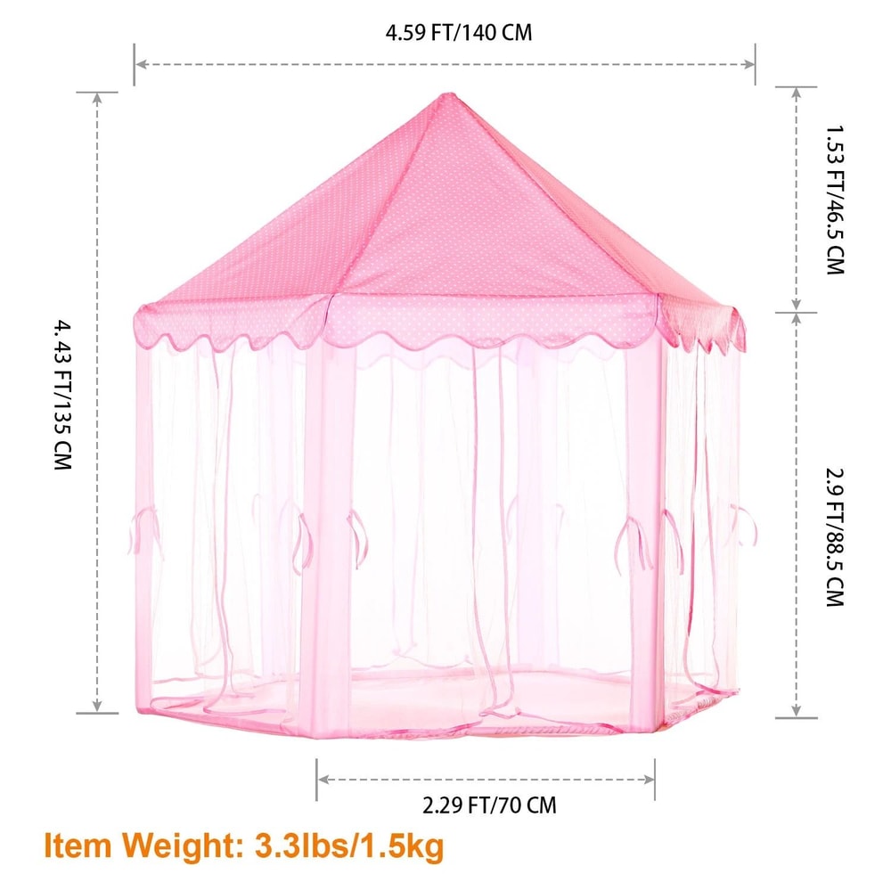 Pink Girls Princess Castle Play Tent Large Indoor Playhouse Outdoor Gift For Kids 5