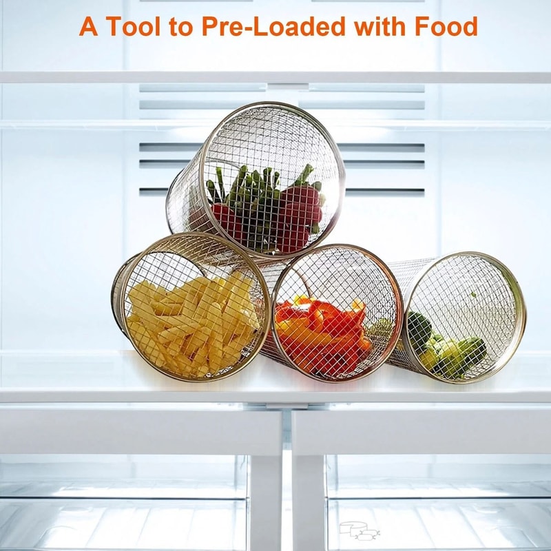 Round Stainless Steel Rolling Grilling Basket For Grilling Meat Fish Vegetables 7