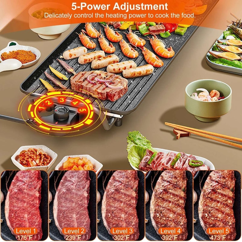 Electric BBQ Grill NonStick Hot Plate Cook Griddle Table Grill For BBQ Lovers 6