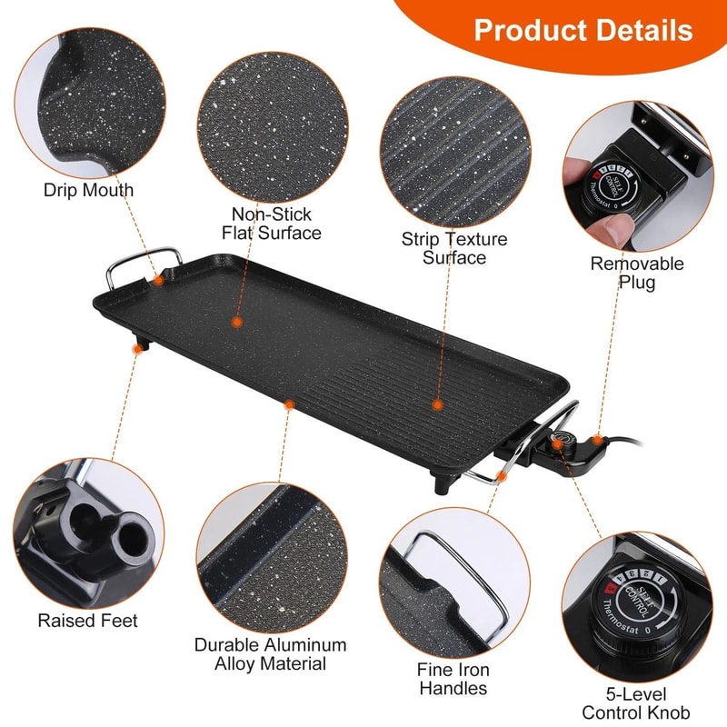 Electric BBQ Grill NonStick Hot Plate Cook Griddle Table Grill For BBQ Lovers 7