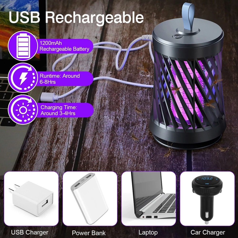 Portable Rechargeable Electric Bug Zapper Mosquito Killer Lamp Effective Insect Fly Trap For Indoor 11